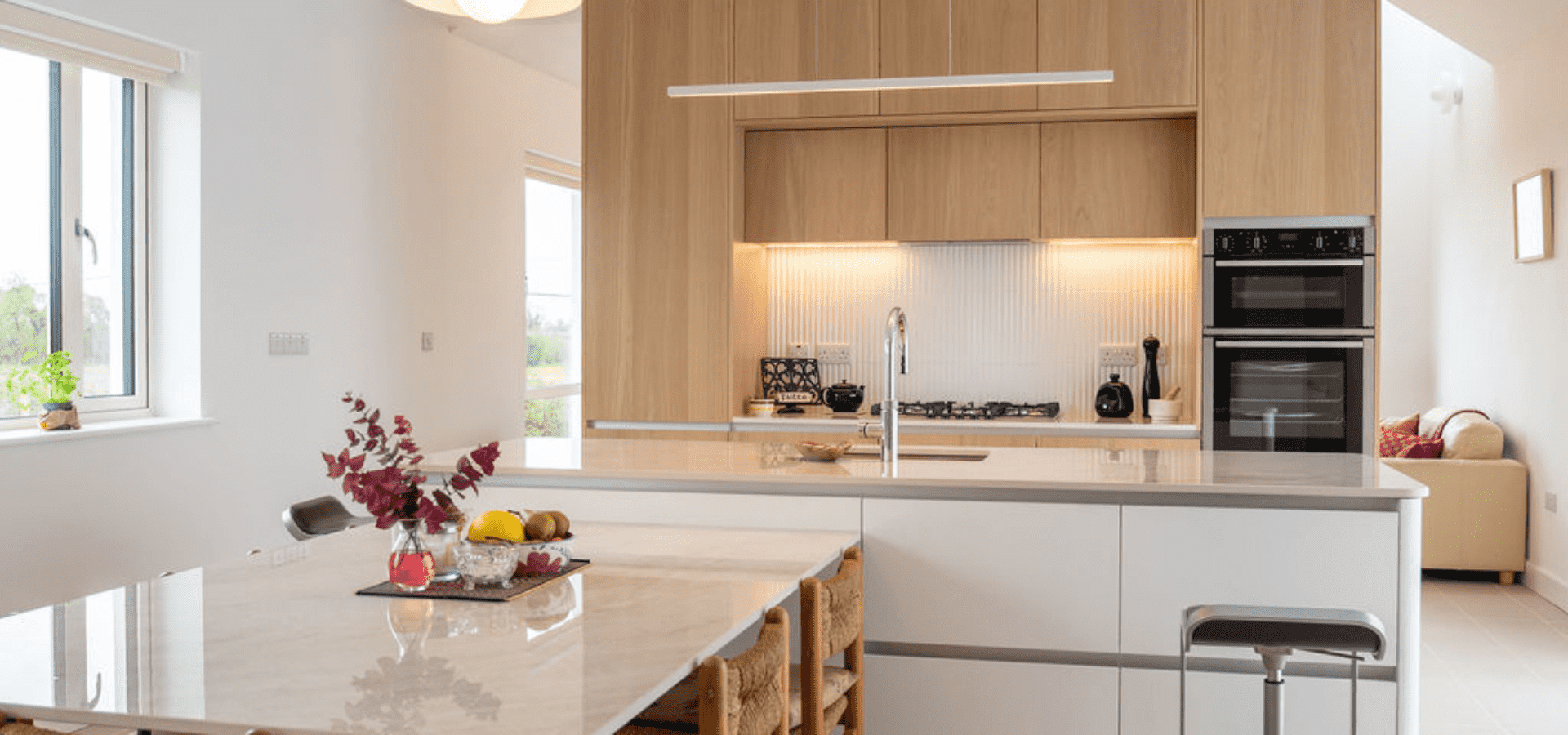 Contemporary Kitchen in Co. Roscommon – A Floating Kitchen in Natural Oak Gallery Image 2