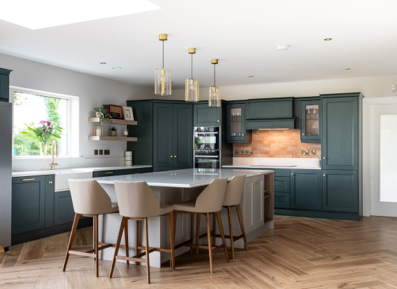 1._Modern Farmhouse Style with Timeless Appeal Classic Kitchen in Co. Roscommon – Bastille Evergreen and Taupe - Highlight Image 1