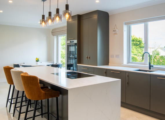 Waterfall Kitchen Island with Recessed Bora Hob