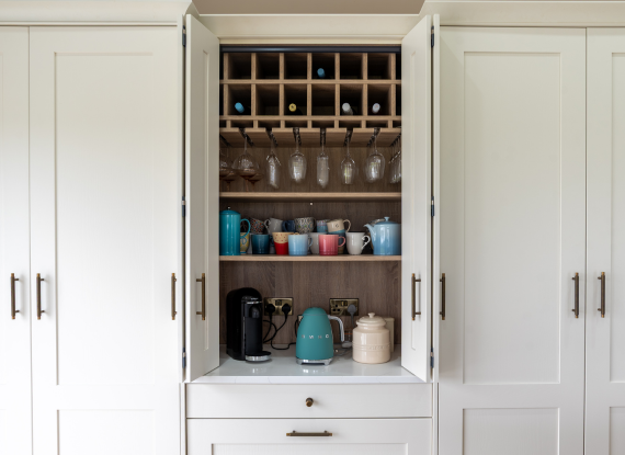 2._Storage Designed to Disappear into the Space Classic Kitchen in Co. Galway – Dove and Barista - Storage Designed to Disappear into the Space