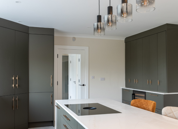 Built-In Home Bar with Bi-Fold Cabinet Doors