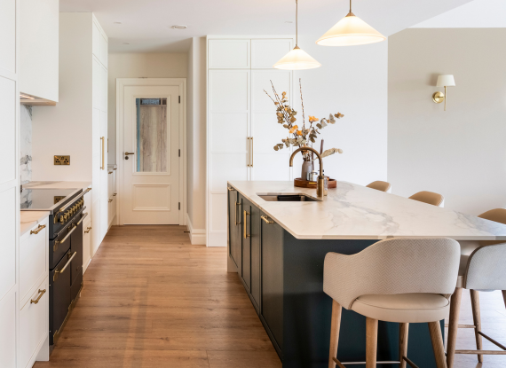 4. A Clean, Uninterrupted Island Design Modern Shaker Kitchen in Co. Galway – Lyrath Porcelain and Hunter Green - Highlights Image 4