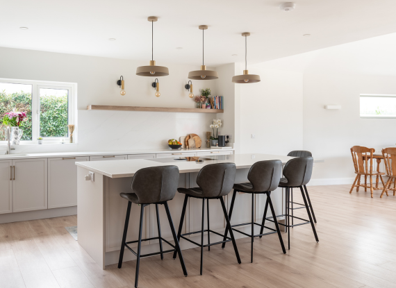 2. Designed to Maximise Height and Light Modern Slim-Shaker Kitchen in Oranmore, Co. Galway – Lyrath Powder and Bardolino Oak - Highlights Image 2