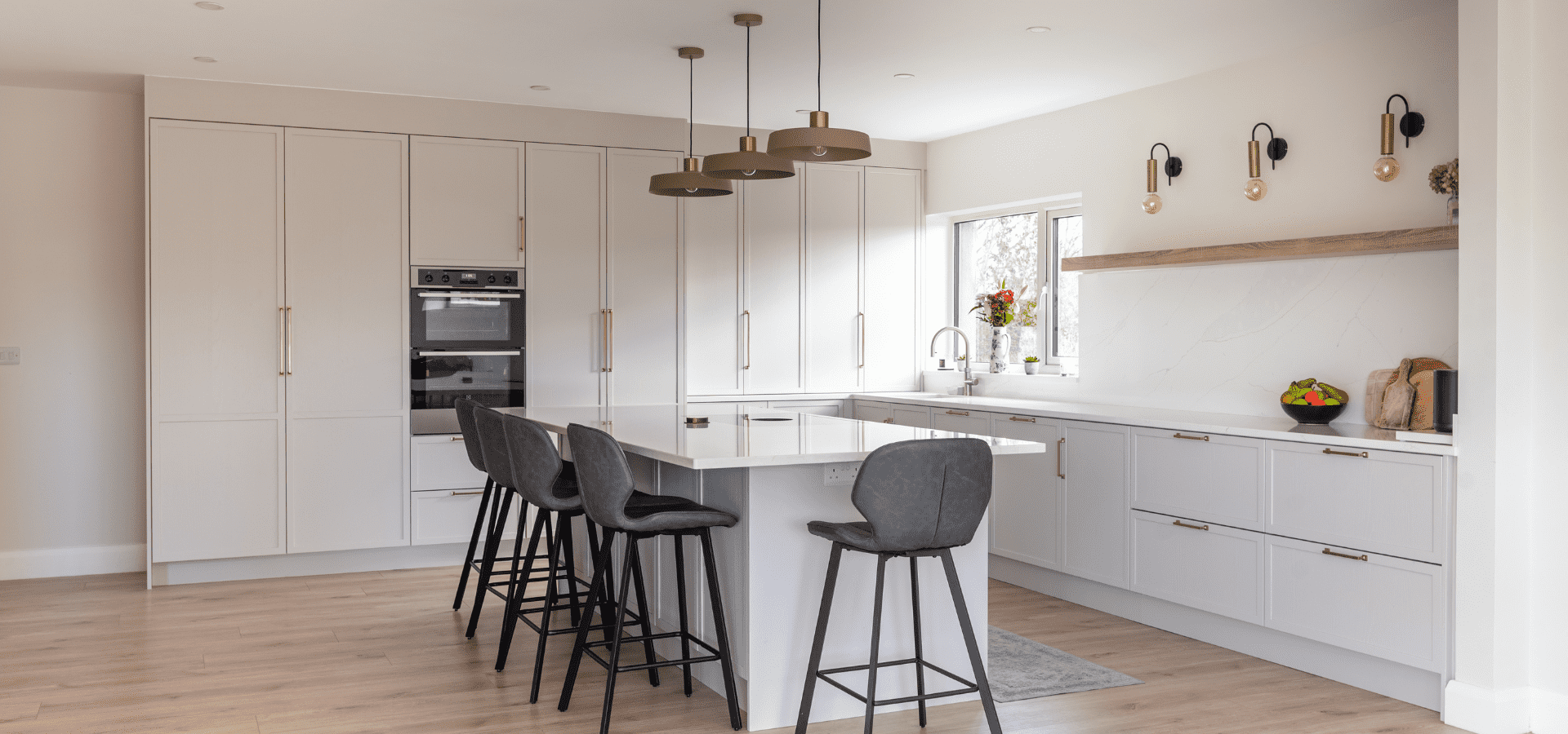 Modern Slim-Shaker Kitchen in Oranmore, Co. Galway – Lyrath Powder and Bardolino Oak - Gallery Image 1