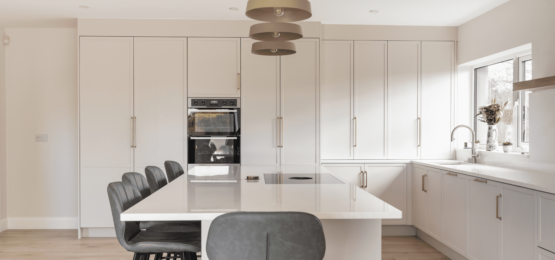 Modern Slim-Shaker Kitchen in Oranmore, Co. Galway – Lyrath Powder and Bardolino Oak - Gallery Image 2