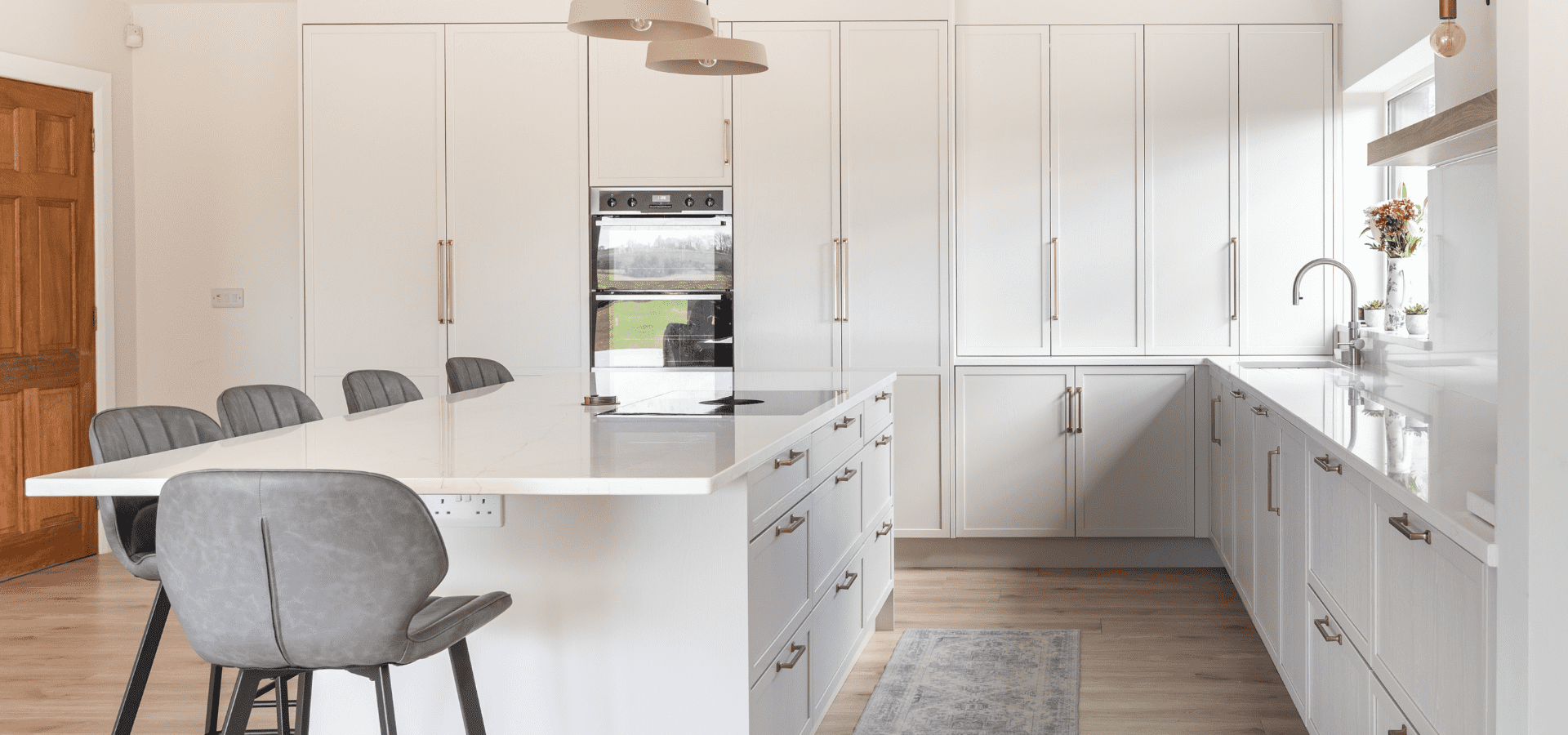 Modern Slim-Shaker Kitchen in Oranmore, Co. Galway – Lyrath Powder and Bardolino Oak - Gallery Image 7