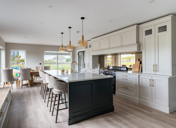 1._Designed to Suit the Space Classic Kitchen - Aylesbury - Powder and Hunter Green - Highlights Image 1