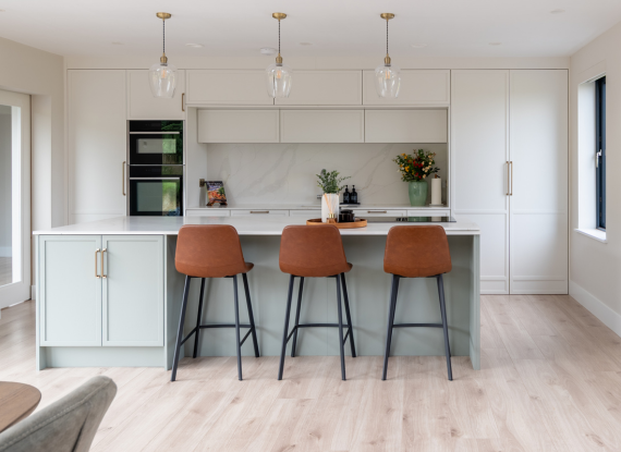1._Using Proportion to Create Balance Modern Kitchen in Co. Mayo – Lyrath Latte & Green Mist - Highlights Image 1