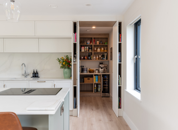 2._Designing Storage That Disappears Modern Kitchen in Co. Mayo – Lyrath Latte & Green Mist - Highlights Image 2